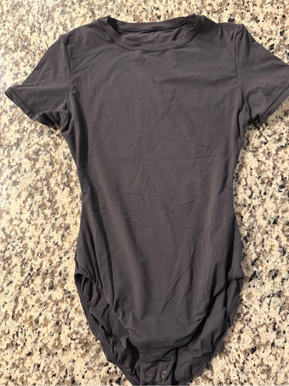 SKIMS Black Short-Sleeve Crew Bodysuit